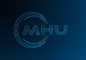 MHU low poly letter logo vector design. MHU lower poly logo design. Low poly logo.