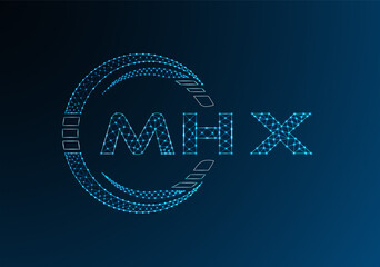MHX low poly letter logo vector design. MHX lower poly logo design. Low poly logo.