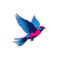 Obraz premium Abstract, minimalist illustration of a bird in flight, dynamic composition, clean lines, vibrant color palette