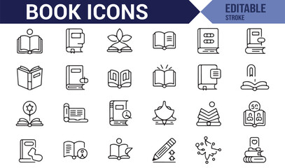 Various educational icons related to books, study tools, and academic activities in simple style.