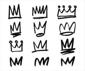 Grunge arrow brush. Drawing paint. Cross. Tick.a Circle