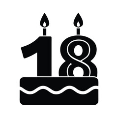 18th Birthday Cake Icon Vector Illustration