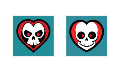 Skull heart icons