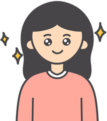 Shining Eyes Expression Illustration of a Happy Person