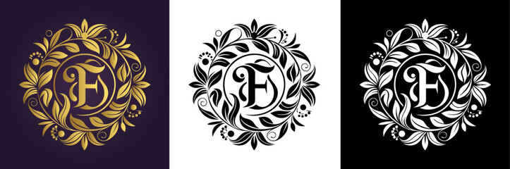 Letter F Luxury Floral Monogram Logo Template (4)