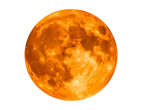 Fiery celestial body with textured surface isolated on a transparent background planet