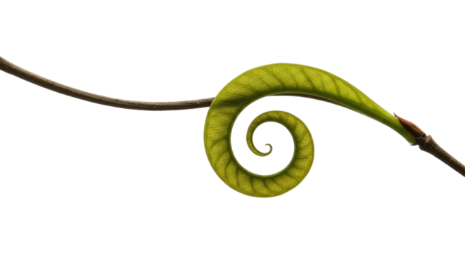 Spiral Leaf Bud on Branch.