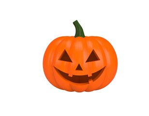 Orange Halloween pumpkin with carved face isolated on a transparent background jack o lantern
