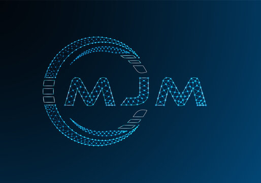 MJM low poly letter logo vector design. MJM lower poly logo design. Low poly logo.
