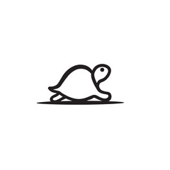 Fototapeta premium Minimalist One-Line Turtle Silhouette Illustration – Abstract Black Continuous Line Art of Turtle on White Background in Vector Style