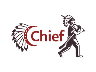 Fototapeta premium Profile of a Native American Chief with Detailed Headdress