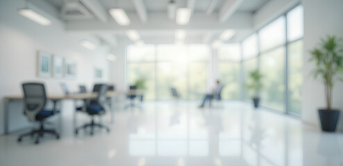 Blurred empty open space white office.