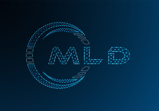 MLD low poly letter logo vector design. MLD lower poly logo design. Low poly logo.