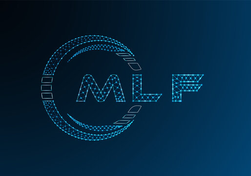 MLF low poly letter logo vector design. MLF lower poly logo design. Low poly logo.
