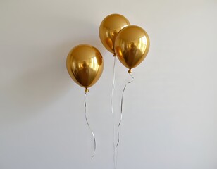 Globos de fiesta dorados aislados en un fondo blanco