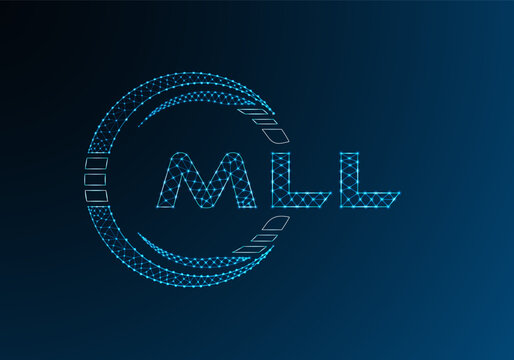 MLL low poly letter logo vector design. MLL lower poly logo design. Low poly logo.