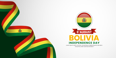 Bolivia independence day banner background august 6th design element with waving ribbon flag
