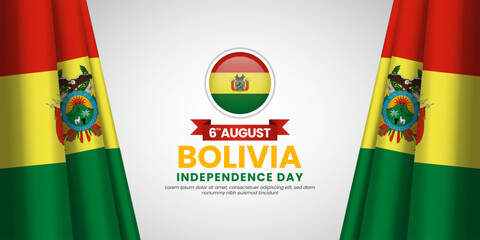 Bolivia flag for independence day banner background with blank space area