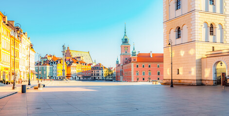 Warsaw old city center near Vistula river. Observation Terrace on the Bell Tower of St. Anne's Church