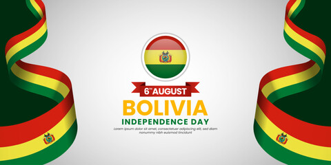 Bolivia flag for independence day banner background with blank space area