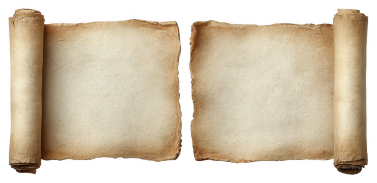 Two ancient scrolls, open
