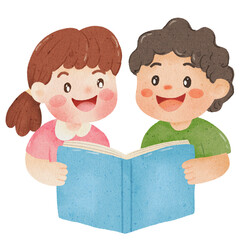 children reading a book