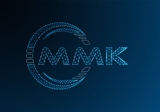 MMK low poly letter logo vector design. MMK lower poly logo design. Low poly logo.