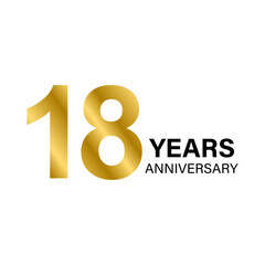 18 years anniversary gold icon vector for graphic design, logo, website, social media, mobile app, UI illustration