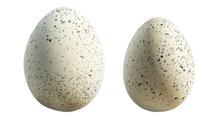 Speckled egg with natural pattern and smooth surface, isolated on white transparent background. Concept of nature, wildlife, and reproduction