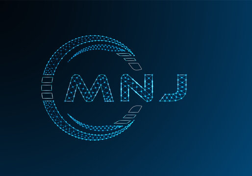 MNJ low poly letter logo vector design. MNJ lower poly logo design. Low poly logo.