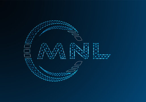 MNL low poly letter logo vector design. MNL lower poly logo design. Low poly logo.