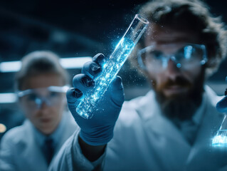 Fototapeta premium Scientists conduct experiments on artificial photosynthesis systems in advanced laboratory setting