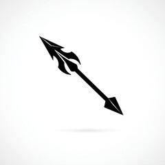Black Arrow with Decorative Fletching on White Background