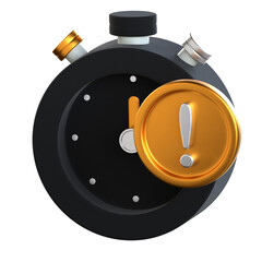 Time Warning Alert 3D Icon Black and Gold Style