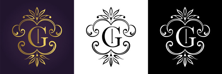 Letter G Luxury Floral Monogram Logo Template (6)
