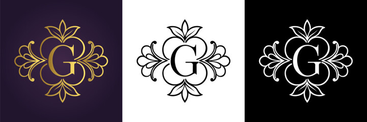 Obraz premium Letter G Luxury Floral Monogram Logo Template (4)
