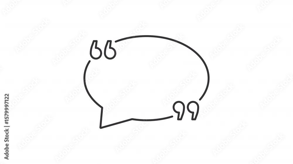 Poster message quotation marks line animation. chatting animated icon. text bubble showing up. social commu