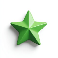 Obraz premium Bright Green 3D Five Pointed Star on White Background