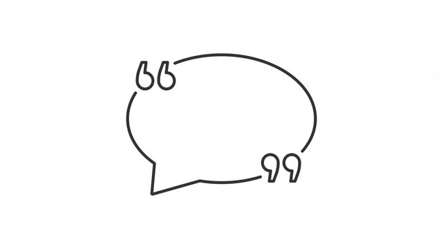 Message quotation marks line animation. Chatting animated icon. Text bubble showing up. Social communication. Speech, talk. Outline element on white background. HD video with alpha channel