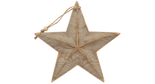 Rustic Wooden Star Christmas Ornament.