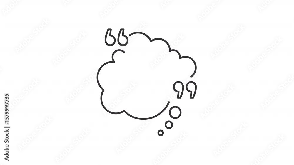 Poster message cloud quotation line animation. chat citation animated icon. text bubble showing up. quotema