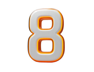 Obraz premium 3D rendered, bold, white number eight with orange outline