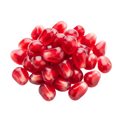 Pomegranate seeds isolated on transparent background, fresh red arils Generative Ai.