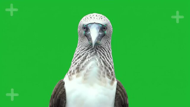 Blue-footed Booby bird portrait on chroma key background