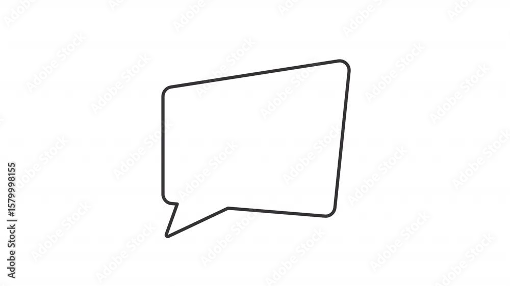 Poster chat message rectangular line animation. online communication animated icon. speech bubble scaling, 