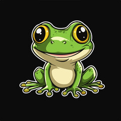 Adorable Green Frog Vector Illustration with Expressive Eyes, bringing nature's charm in high-resolution design.