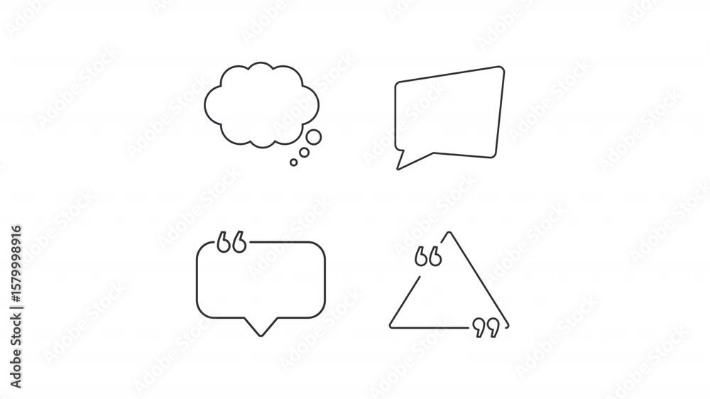 Poster message quotation line animation set. online communication animated icons. text punctuation, quotema