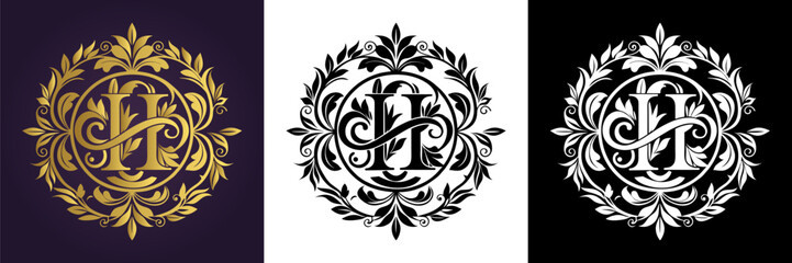 Letter H Luxury Floral Monogram Logo Template (5)