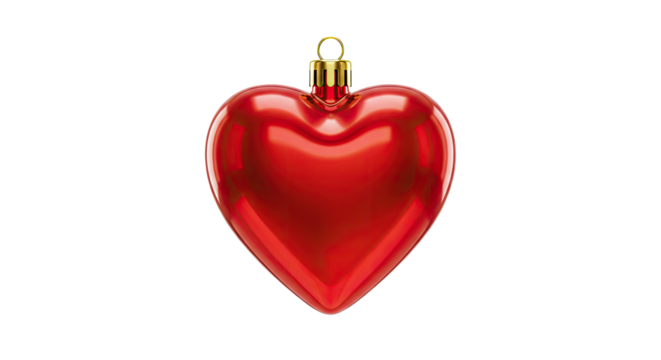 Shiny Red Heart Christmas Ornament.