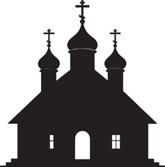 Russian Church Silhouette in Black | Eastern Orthodox Architecture Illustration Vector Format